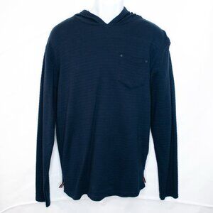 Craft + Flow Hooded Pullover Mens Medium M Navy Blue Long Sleeve Shirt Knit H10